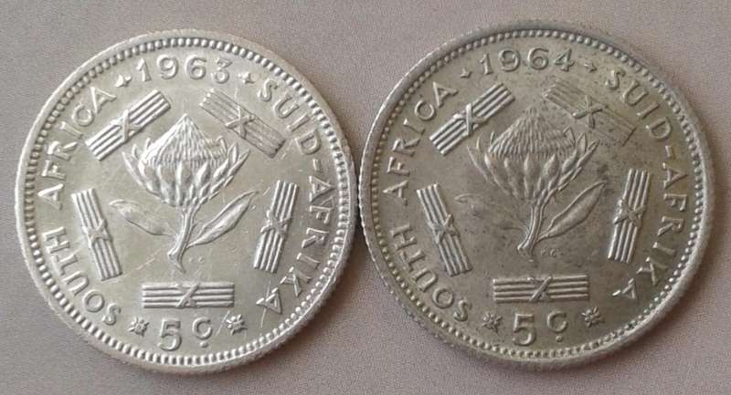 1963 and 1964 Republic silver 5c set