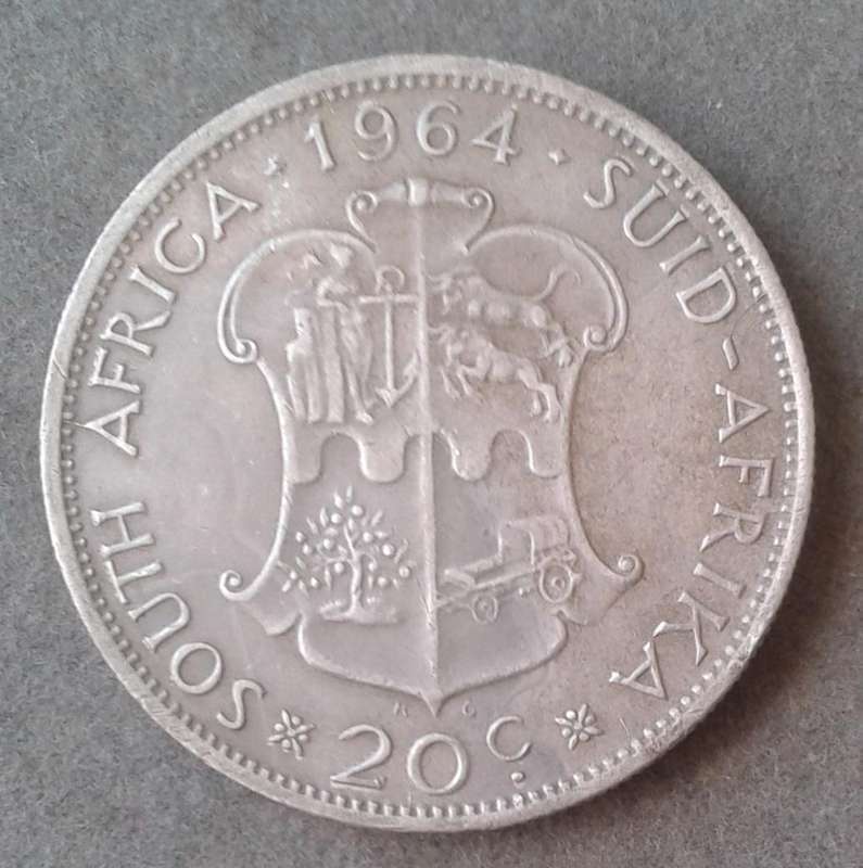 1964 Republic silver 20c coin