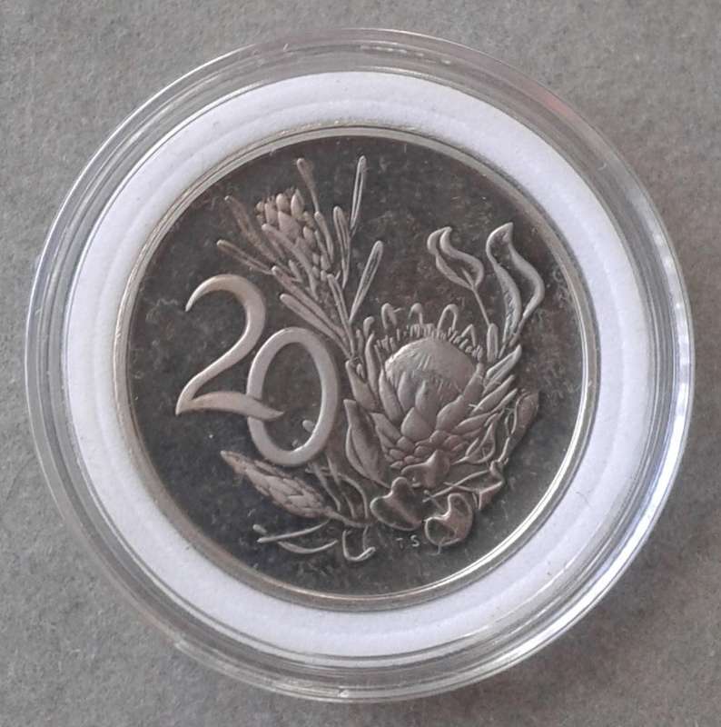Encapsulated 1969 Afrikaans Republic proof 20c