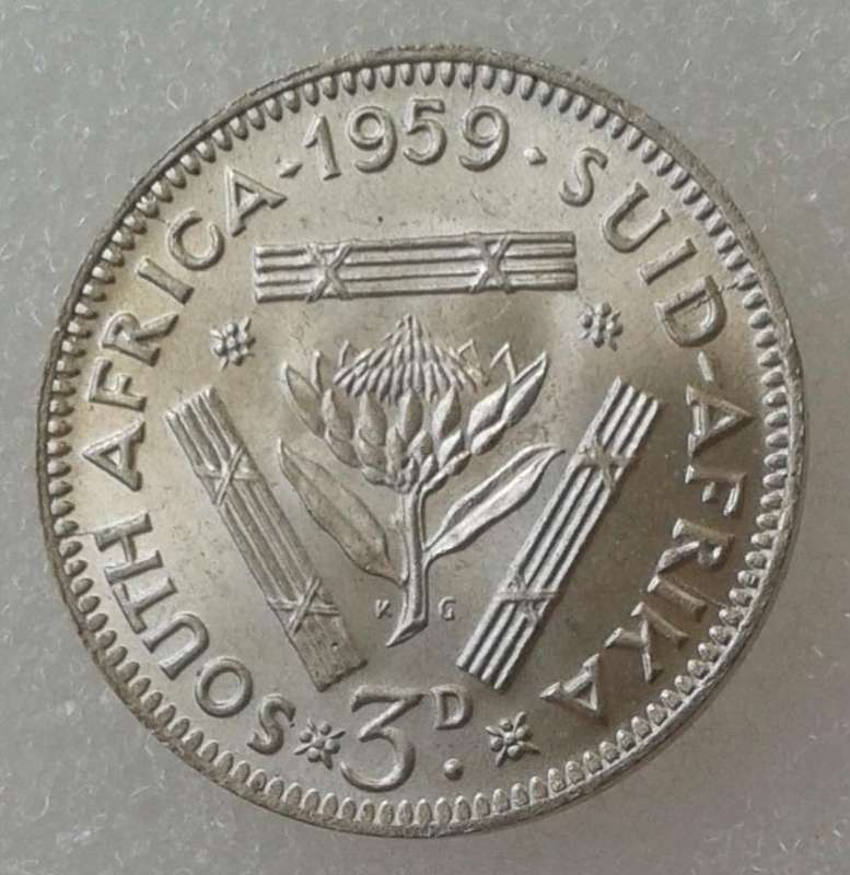 Nice 1959 union silver tickey with obverse die cracks