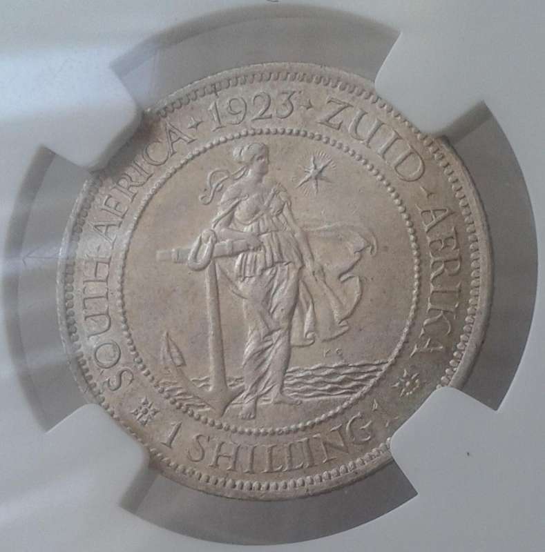 1923 Union silver shilling NGC XF45