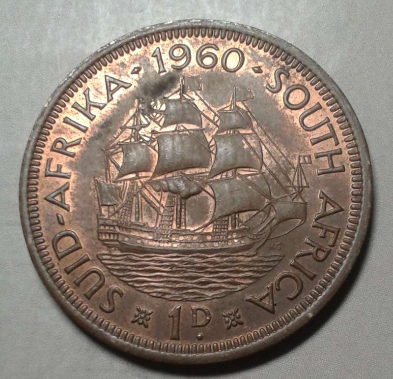 Uncirculated 1960 union penny with remaining lustre
