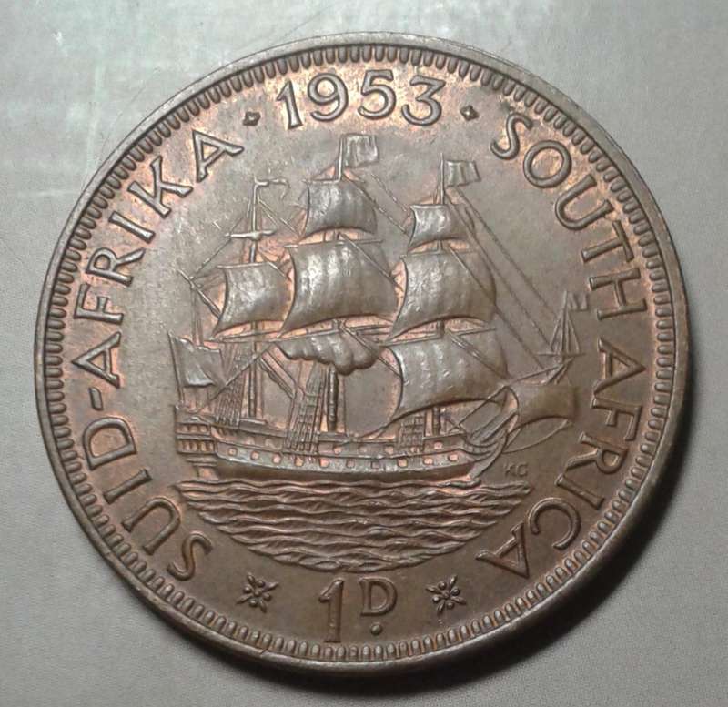 Uncirculated 1953 union penny with remaining lustre