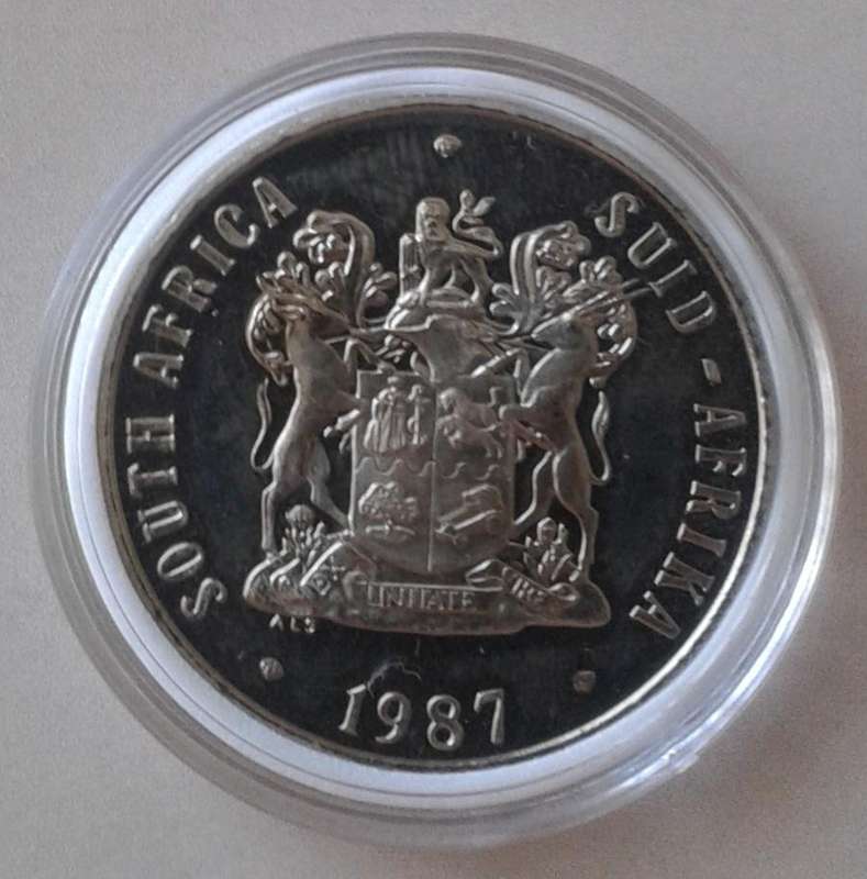 Encapsulated 1987 proof nickel 50c