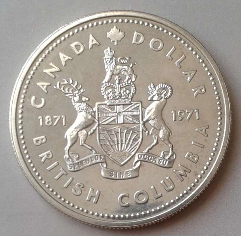 Nice 1971 Canada specimen silver dollar (British Columbia Centennial)