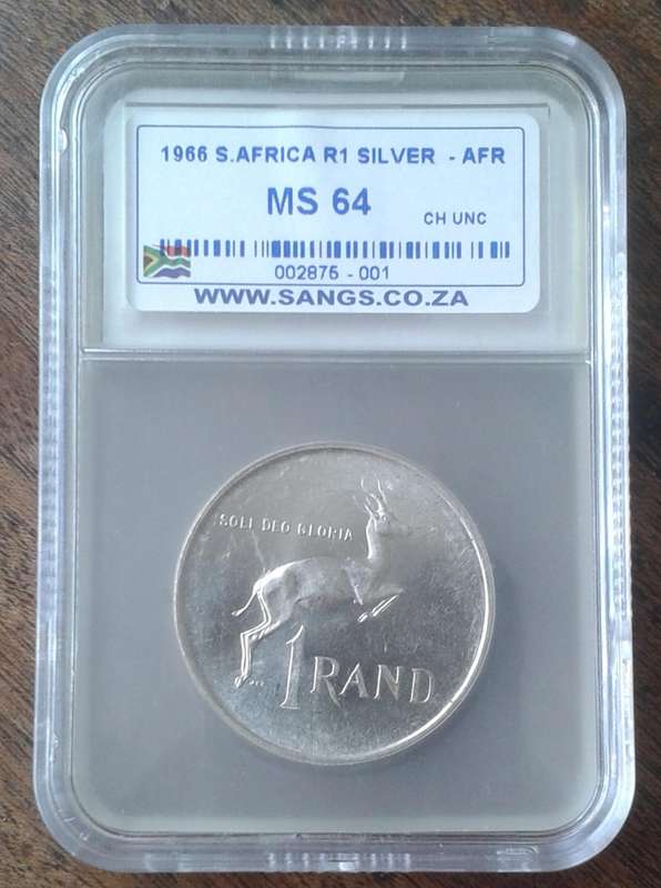 1966 Republic (Afrikaans) silver R1 SANGS MS64