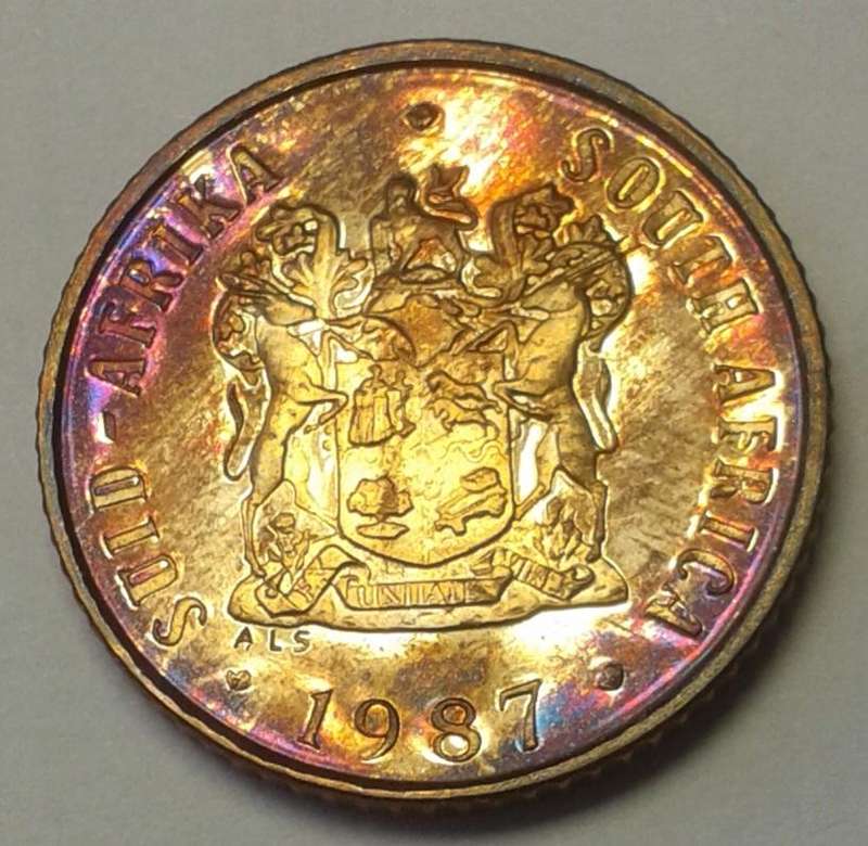 Nice 1987 Republic proof 1c with iridescent toning
