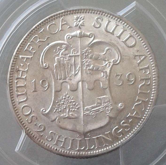 1939 Union silver 2 Shillings PCGS AU58 (Only 4 coins higher)