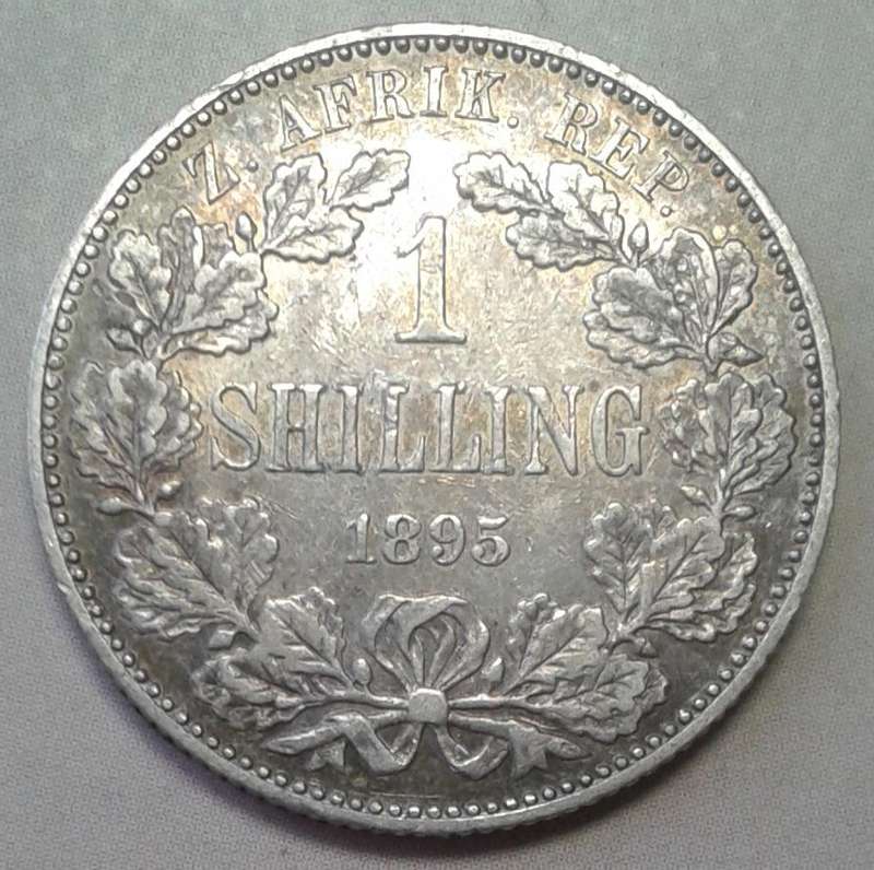 1895 ZAR Kruger silver shilling in VF