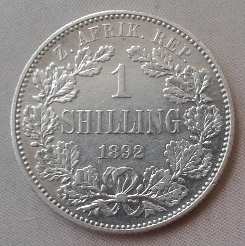 1892 ZAR Kruger silver shilling with VF+ Details
