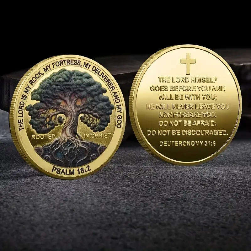 Tree of life commemorative novelty coin with inspirational bible verse - (40mm)