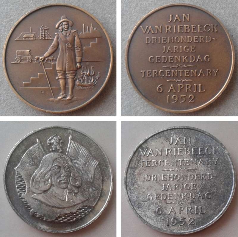 1952 Jan van Riebeeck tercentenary bronze/silver medal set in box