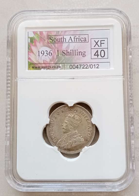 Nice 1936 union silver shilling SANGS XF40