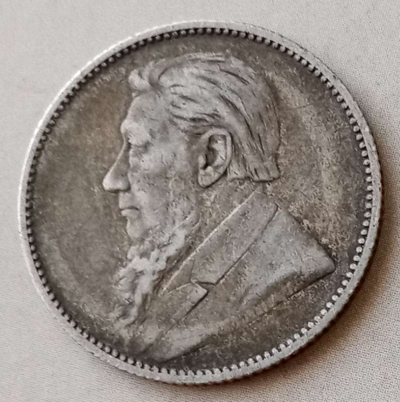 Very fine 1894 ZAR Kruger silver shilling.