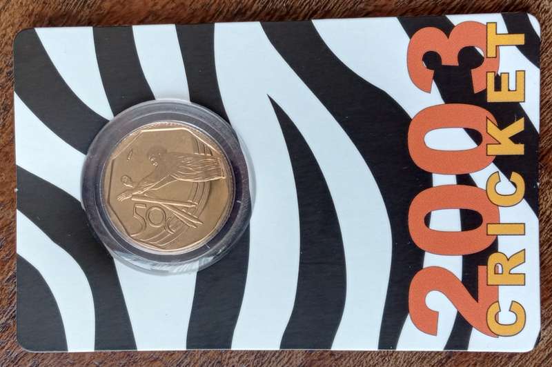 Scarce 2003 cricket 50c in card minted in Coin World (low mintage)