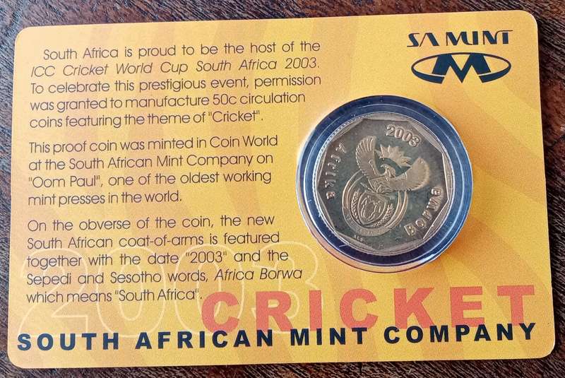 Scarce 2003 cricket 50c in card minted in Coin World (low mintage)