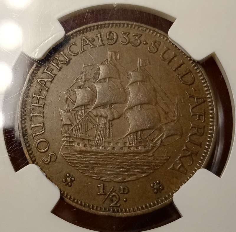 Scarcer 1933 Union 1/2 penny NGC XF40 BN