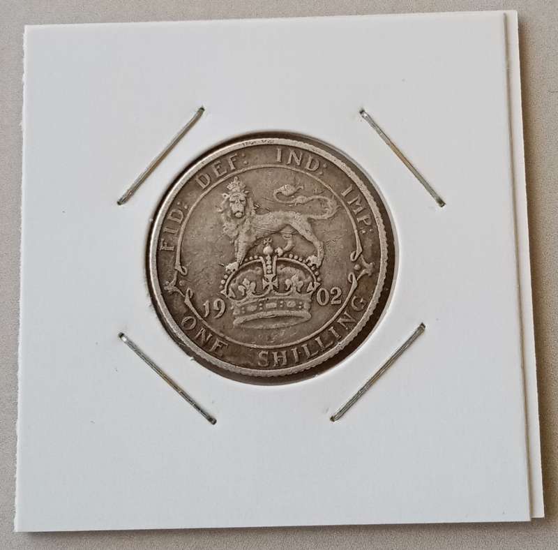 1902 British sterling silver shilling