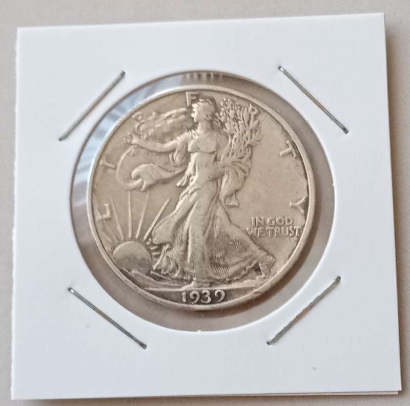 1939 S USA walking liberty silver half dollar