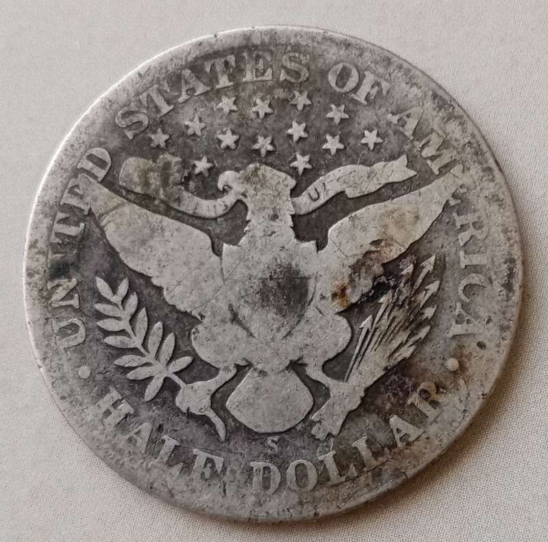 1907 S USA silver Barber half dollar