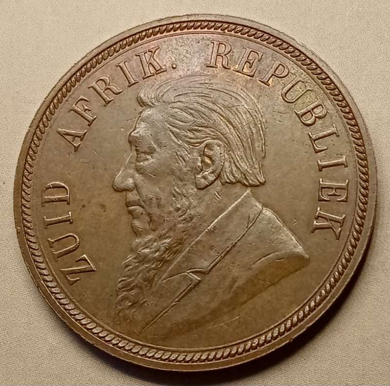 High grade 1898 ZAR Kruger penny in AU
