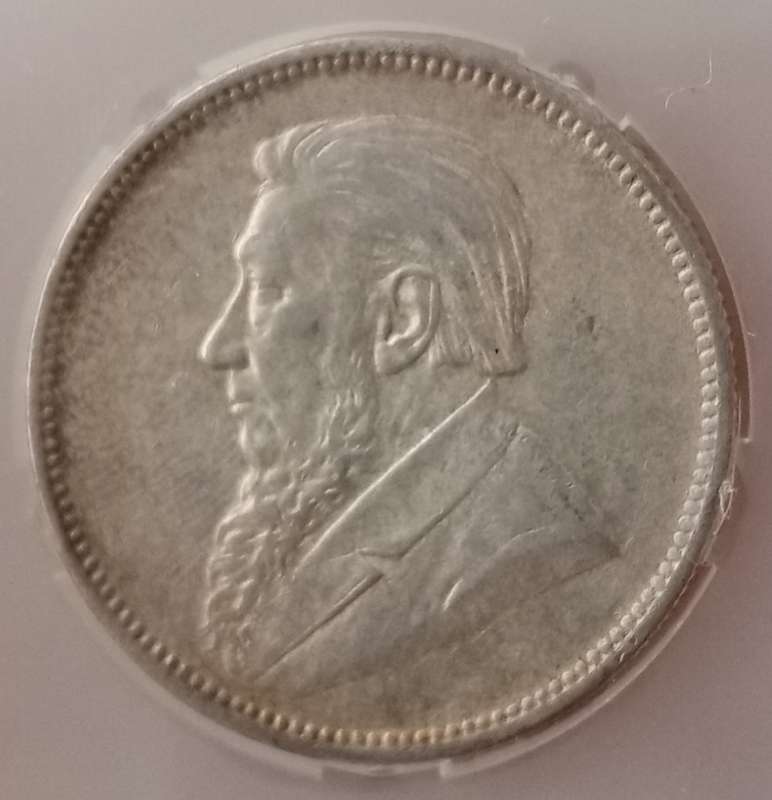 1897 ZAR Kruger silver 2 Shillings SANGS AU53