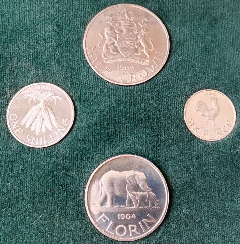 1964 Malawi proof set of 4 coins in original box (mintage: 10000).