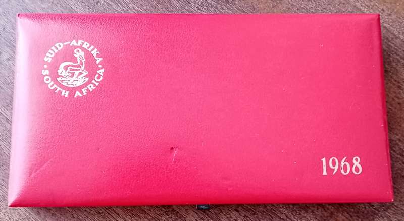 Partial 1968 proof set in red box (50c-1c) `Pres.Swart`.