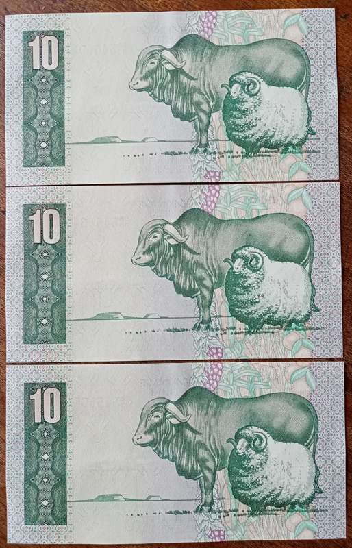 Lot of x5 GPC de Kock 1982 sequential R10 notes XF+/AU