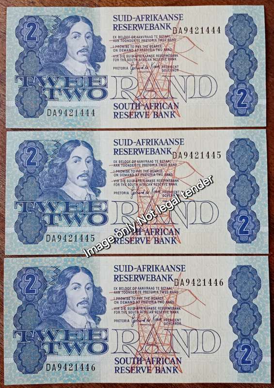 Set of x3 GPC de Kock 1980s R2 notes in sequence (AU+)