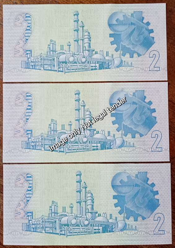 Set of x3 GPC de Kock 1980s R2 notes in sequence (AU+)