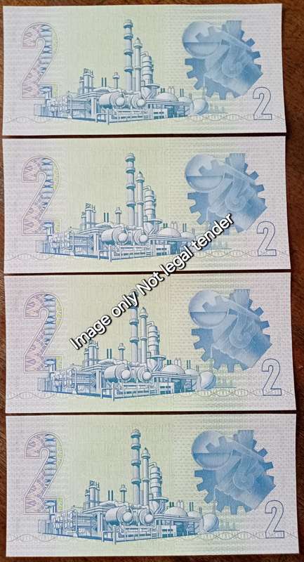 Lot of x4 GPC de Kock 1980s R2 notes in sequence (Uncirculated)