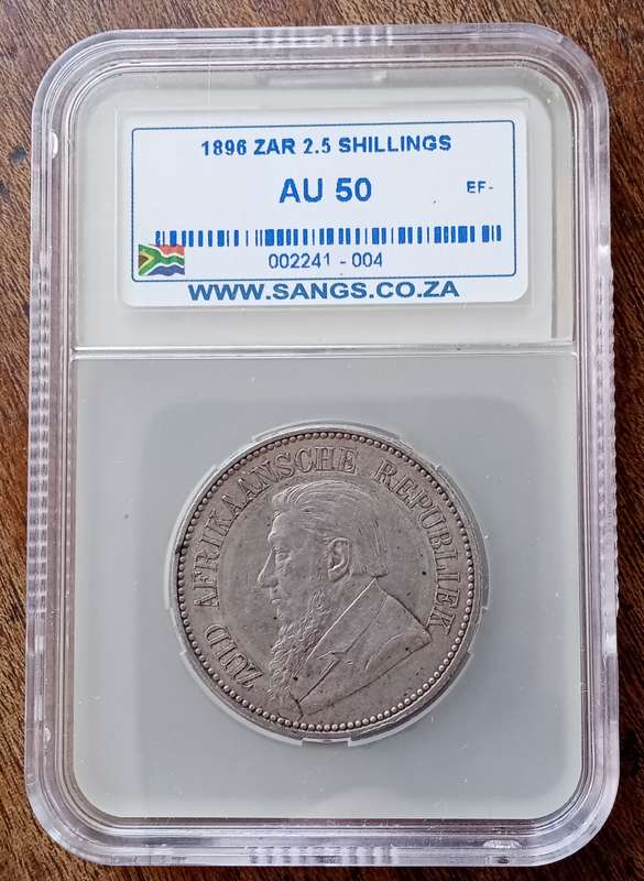 Nice 1896 ZAR Kruger silver 2 1/2 Shillings SANGS AU50