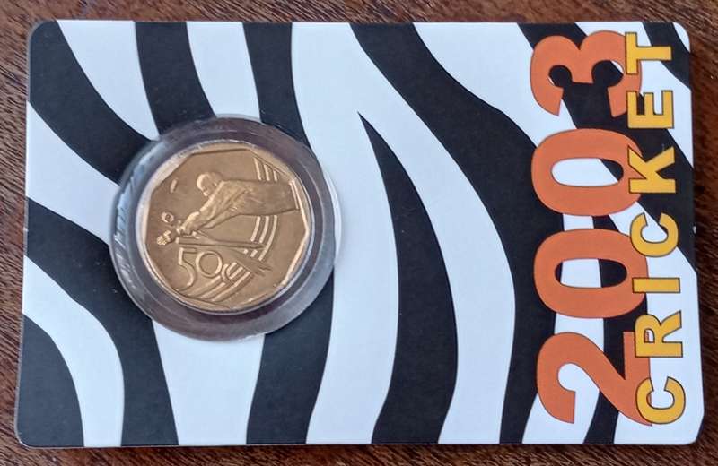 Scarce 2003 cricket 50c in card minted in Coin World (low mintage).