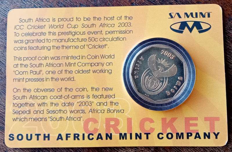 Scarce 2003 cricket 50c in card minted in Coin World (low mintage).