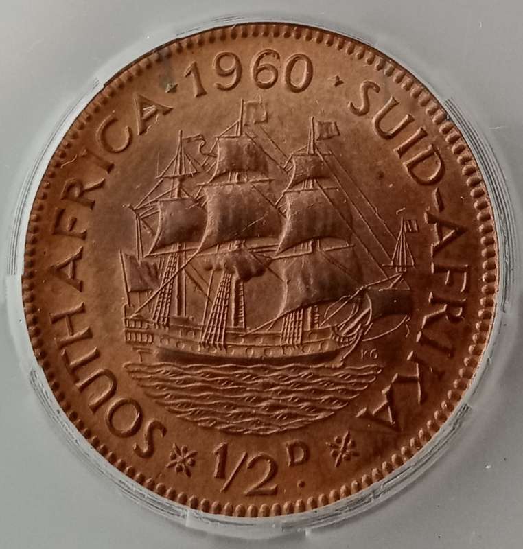 1960 Union 1/2 penny SANGS MS64 RD