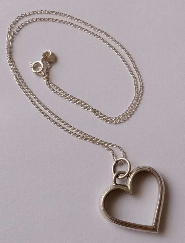 Sterling silver heart pendant with sterling silver chain