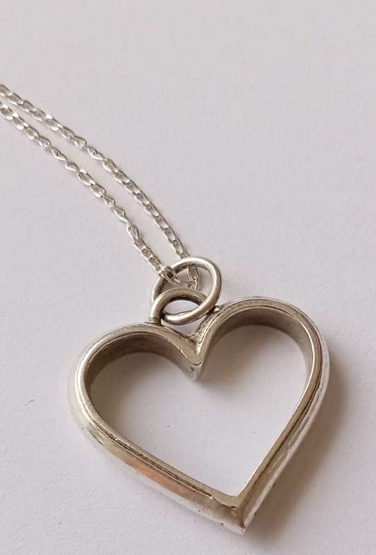 Sterling silver heart pendant with sterling silver chain