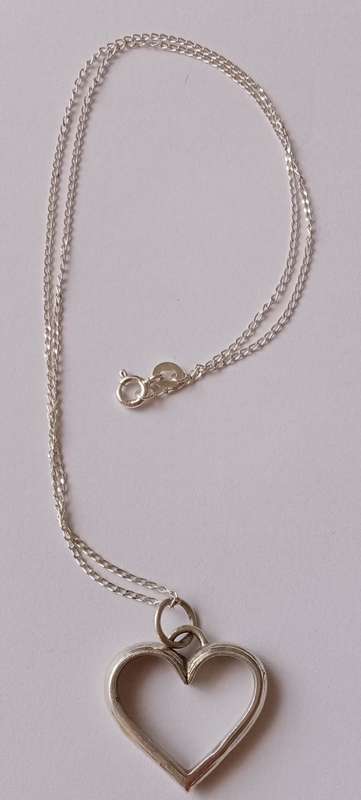 Sterling silver heart pendant with sterling silver chain
