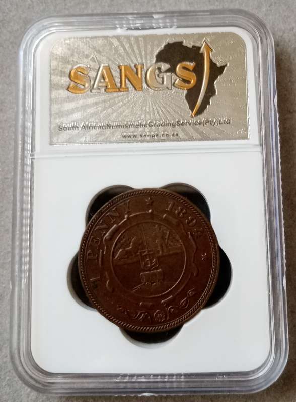 Nice 1894 ZAR Kruger penny SANGS AU50 (low mintage)