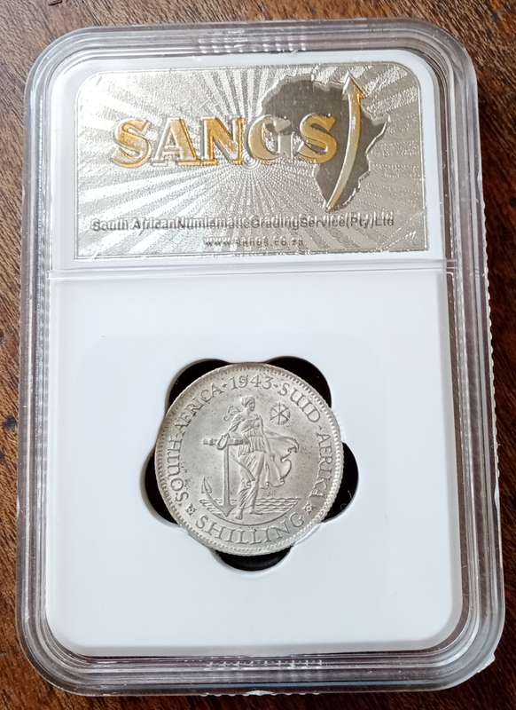1943 Union silver shilling SANGS MS61