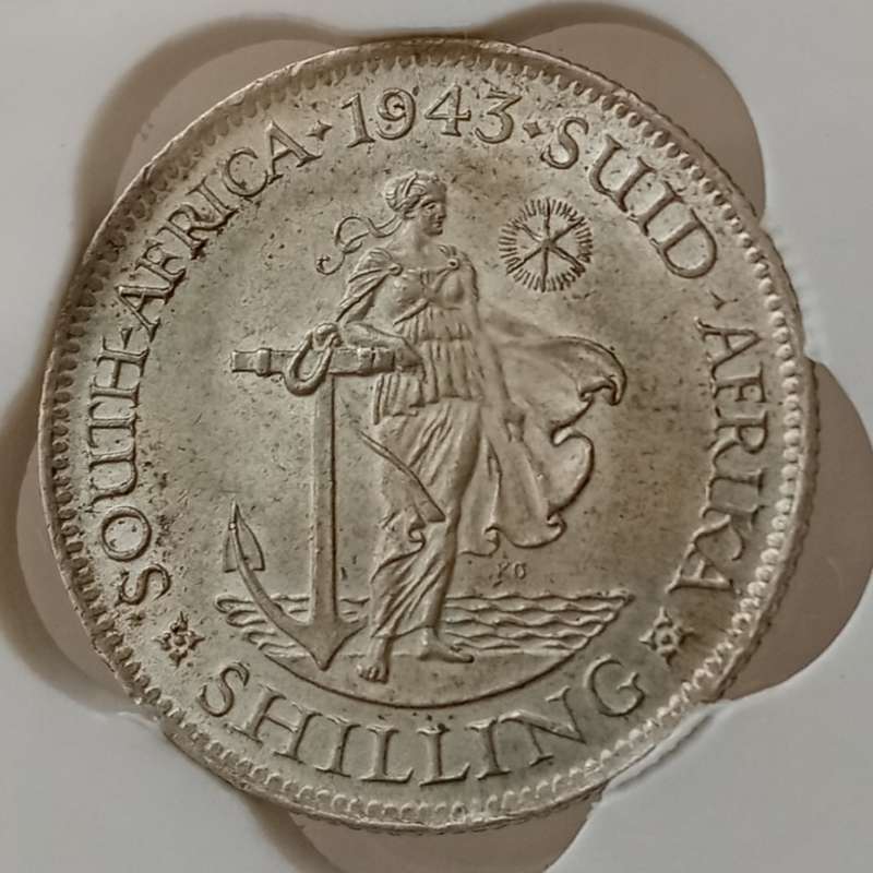1943 Union silver shilling SANGS MS61