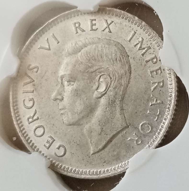 1943 Union silver shilling SANGS MS61