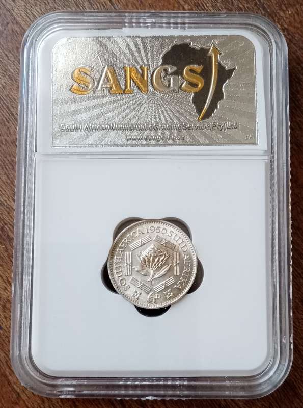 1950 Union silver sixpence SANGS MS61
