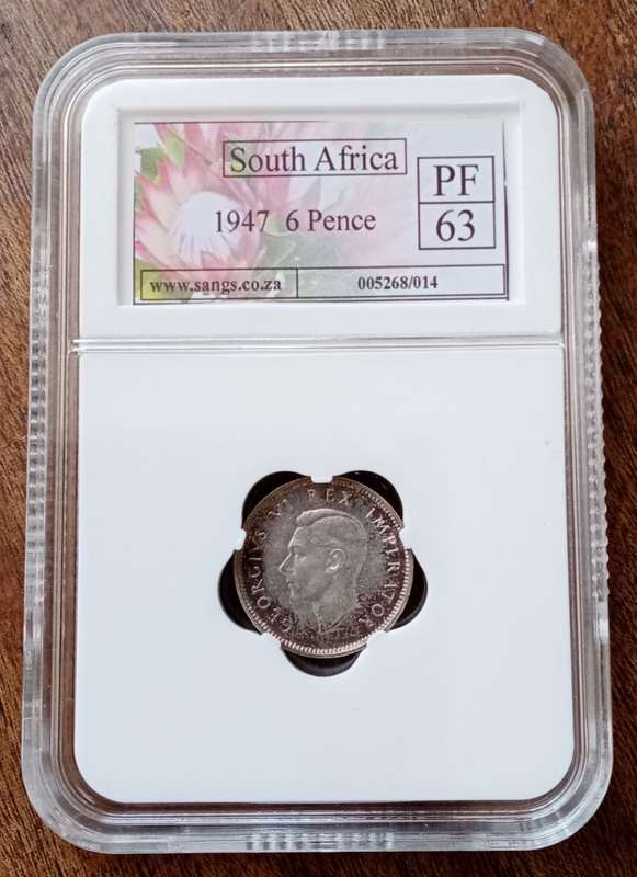 1947 Union proof silver sixpence SANGS PF63