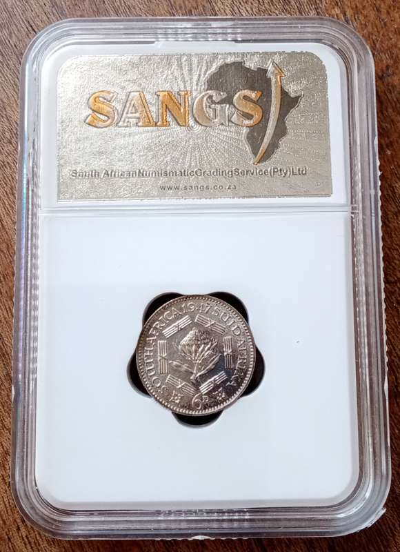 1947 Union proof silver sixpence SANGS PF63