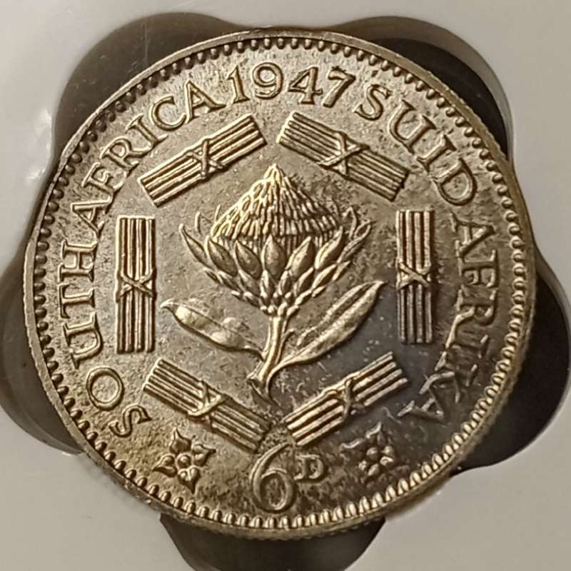 1947 Union proof silver sixpence SANGS PF63