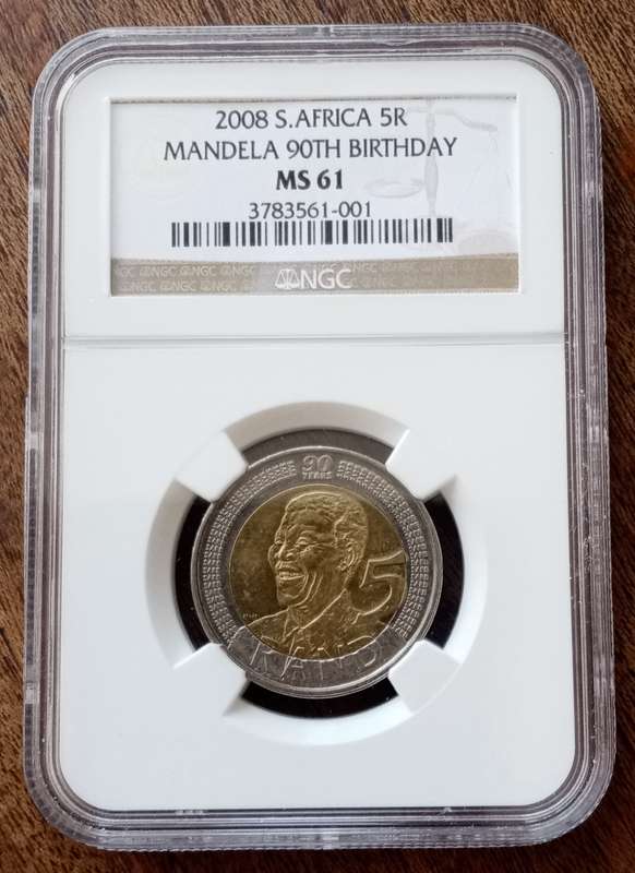 2008 Mandela 90th bday R5 NGC MS61 (Scarcer grade)
