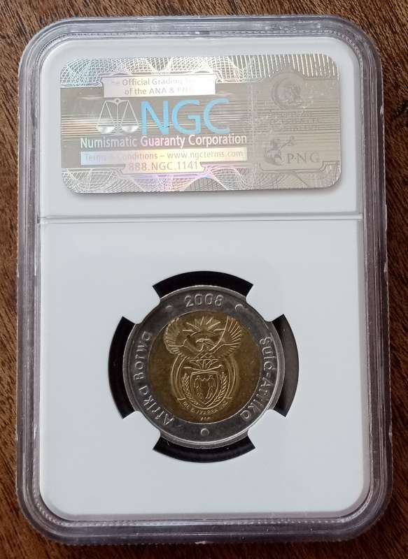 2008 Mandela 90th bday R5 NGC MS61 (Scarcer grade)