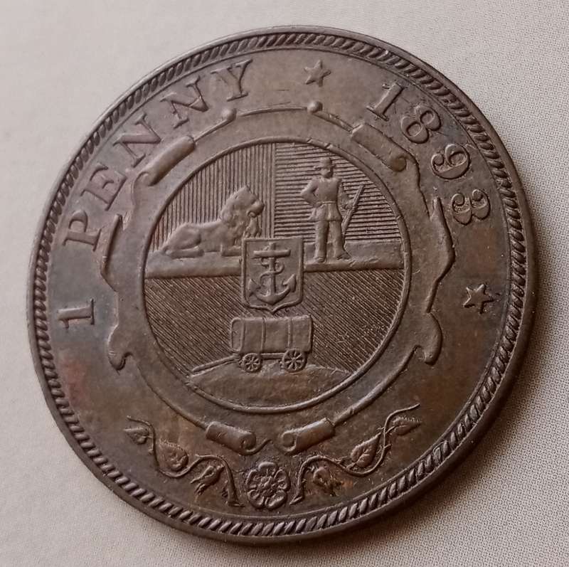 Rare 1893 ZAR Kruger penny in AU